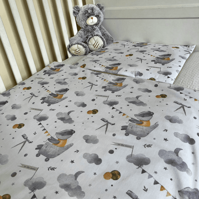 &quot;To the Moon&quot; Badger Astronomer | Kids Blanket Set